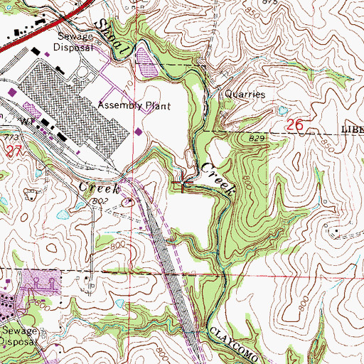Topographic Map of Mill Creek, MO