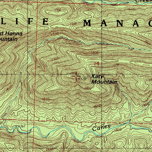 Topographic Map of Katy Mountain, AR