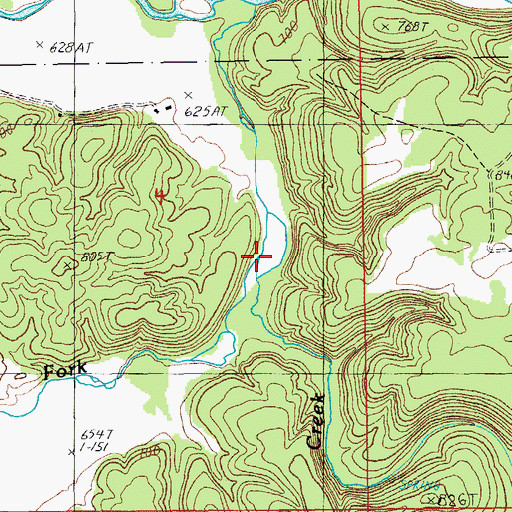 Topographic Map of Mill Creek, MO