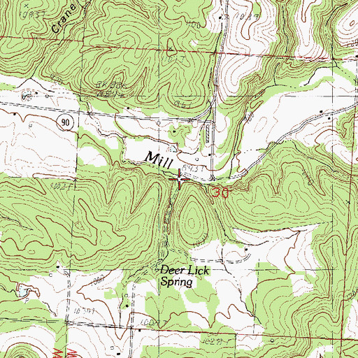 Topographic Map of Mill Creek Church, MO