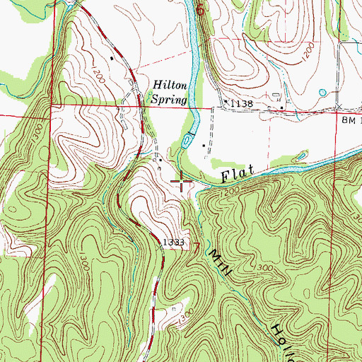 Topographic Map of Mill Hollow, MO