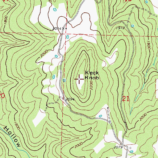 Topographic Map of Keck Knob, AR