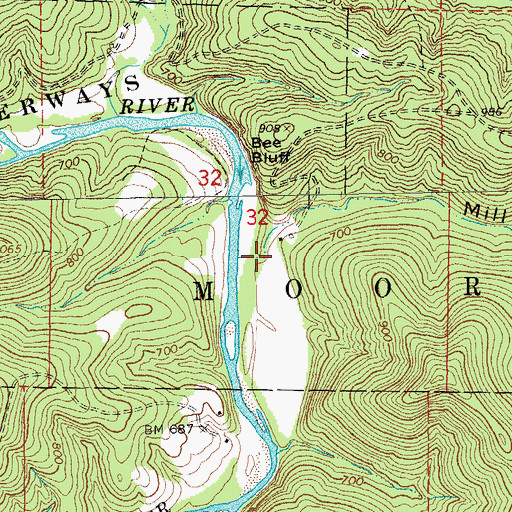 Topographic Map of Mill Hollow, MO