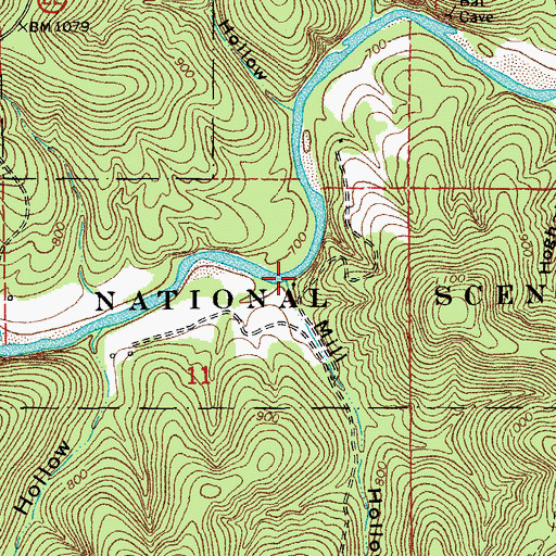 Topographic Map of Mill Hollow, MO