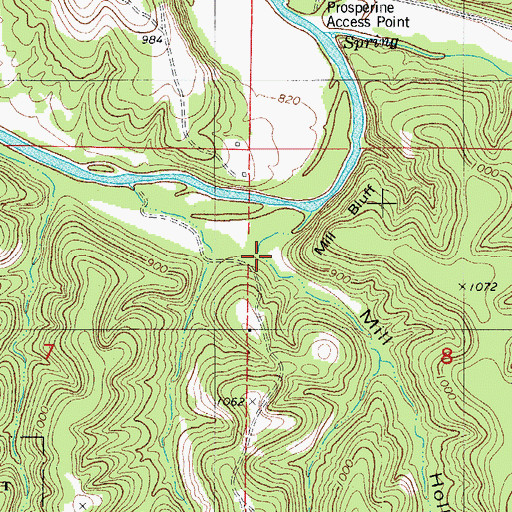 Topographic Map of Mill Hollow, MO