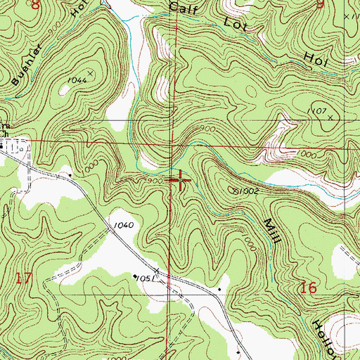 Topographic Map of Mill Hollow, MO