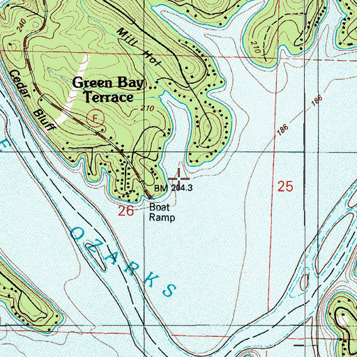 Topographic Map of Mill Hollow, MO