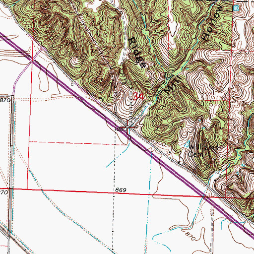 Topographic Map of Mill Hollow, MO