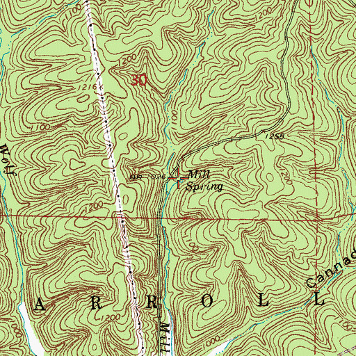 Topographic Map of Mill Spring, MO