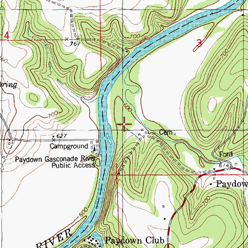 Topographic Map of Mill Spring Creek, MO