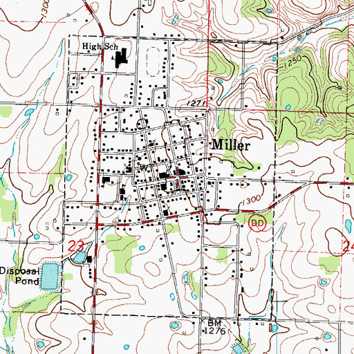 Topographic Map of Miller, MO