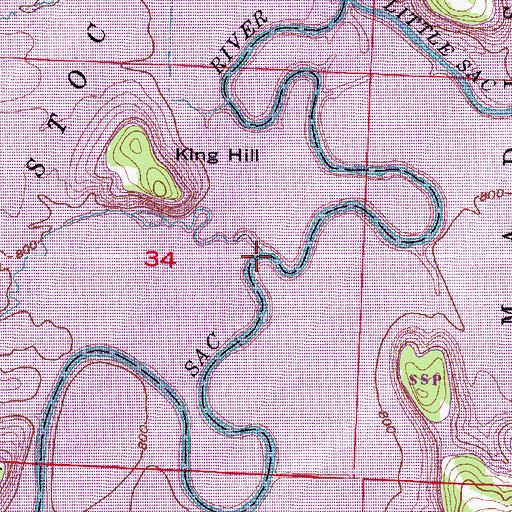 Topographic Map of Miller Branch, MO