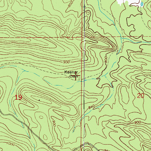 Topographic Map of Keener Family Cemetery, AR