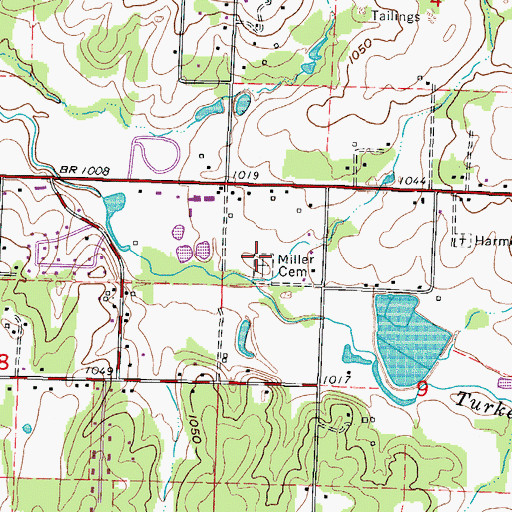 Topographic Map of Miller Cemetery, MO