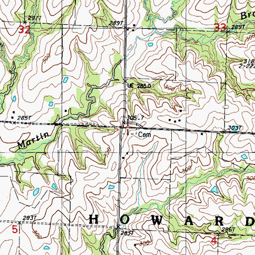 Topographic Map of Miller Cemetery, MO