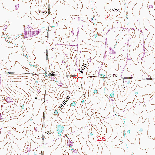 Topographic Map of Miller Hill, MO
