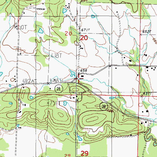 Topographic Map of Keener Church, AR