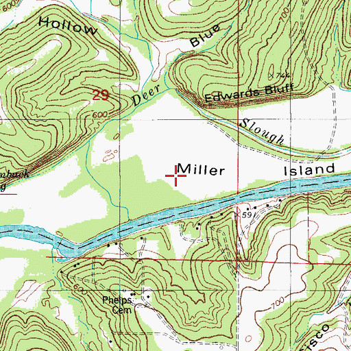 Topographic Map of Miller Island, MO
