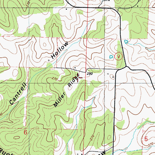 Topographic Map of Miller Ridge, MO
