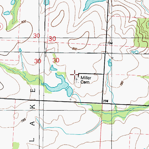Topographic Map of Miller School (historical), MO