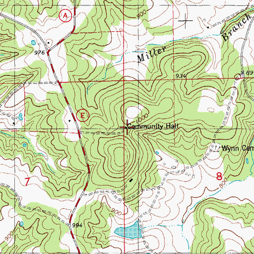 Topographic Map of Miller School, MO