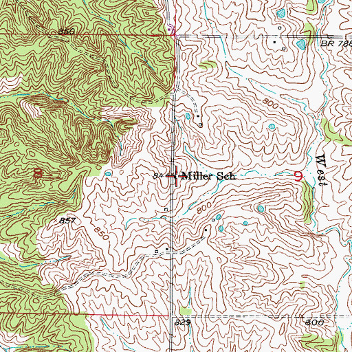 Topographic Map of Miller School, MO