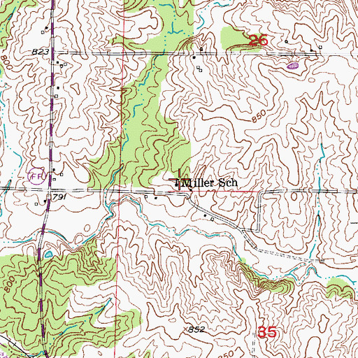 Topographic Map of Miller School, MO
