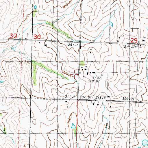Topographic Map of Miller School (historical), MO