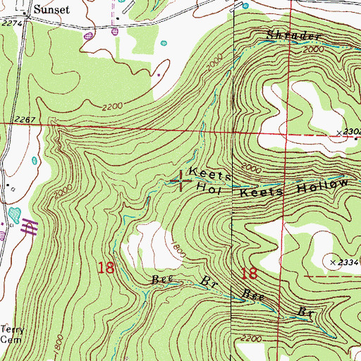 Topographic Map of Keets Hollow, AR