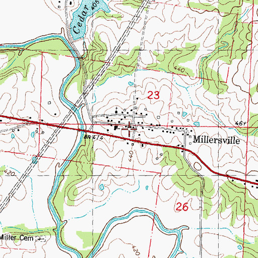 Topographic Map of Millersville, MO