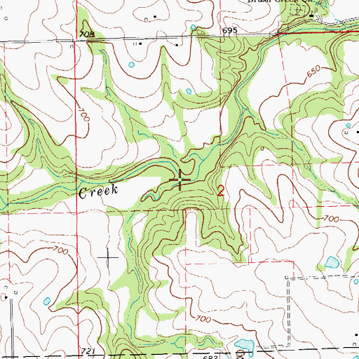 Topographic Map of Milligan Branch, MO