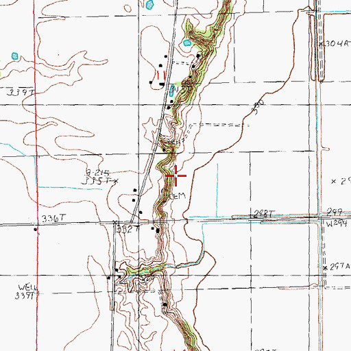 Topographic Map of Mills Cemetery, MO