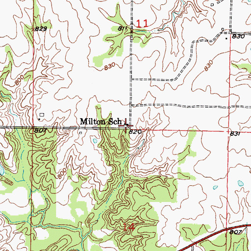Topographic Map of Milton School (historical), MO