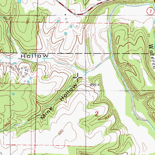 Topographic Map of Mine Hollow, MO
