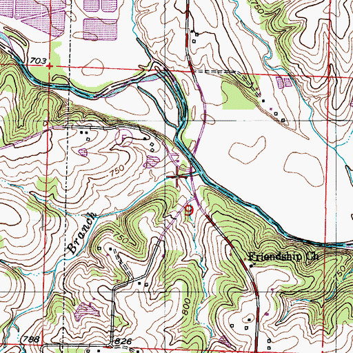 Topographic Map of Mineral Branch, MO