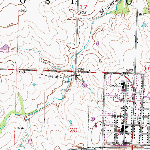 Topographic Map of Mineral Creek Cemetery, MO