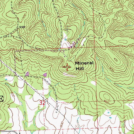 Topographic Map of Mineral Hill, MO