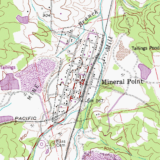 Topographic Map of Mineral Point, MO