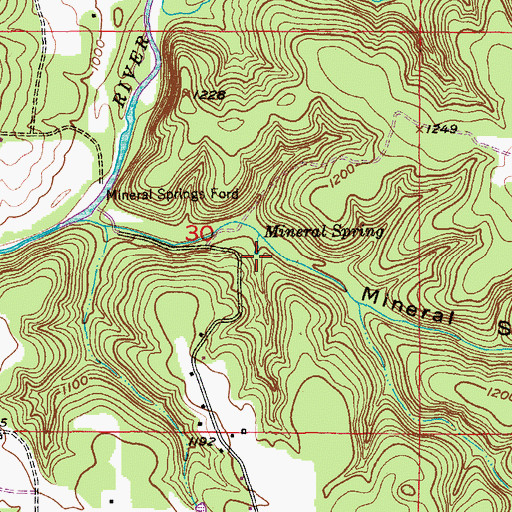 Topographic Map of Mineral Spring, MO