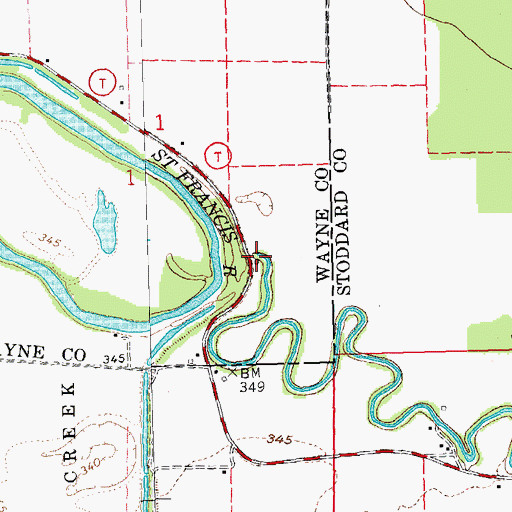 Topographic Map of Mingo Creek, MO