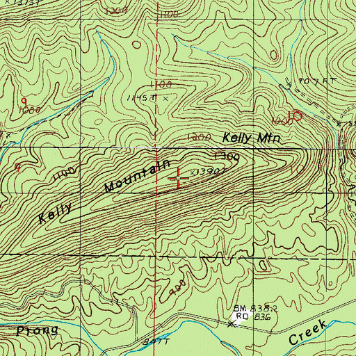 Topographic Map of Kelly Mountain, AR