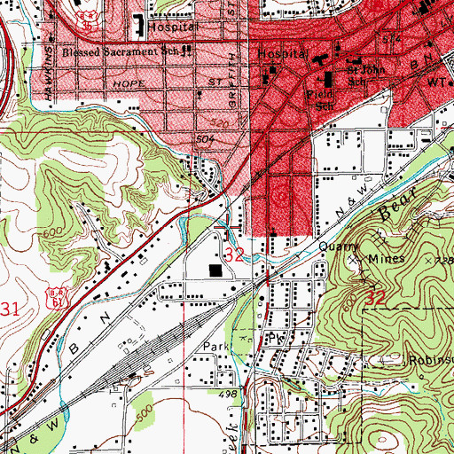 Topographic Map of Minnow Branch, MO