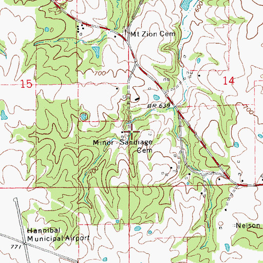 Topographic Map of Minoi-Sandiage Cemetery, MO