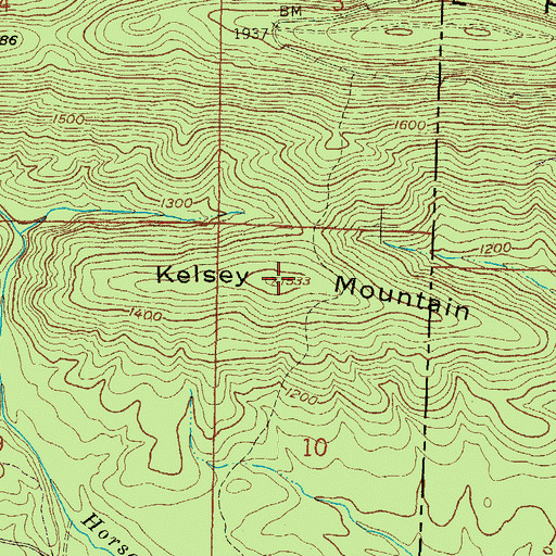 Topographic Map of Kelsey Mountain, AR