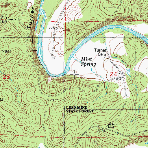 Topographic Map of Mint Spring, MO