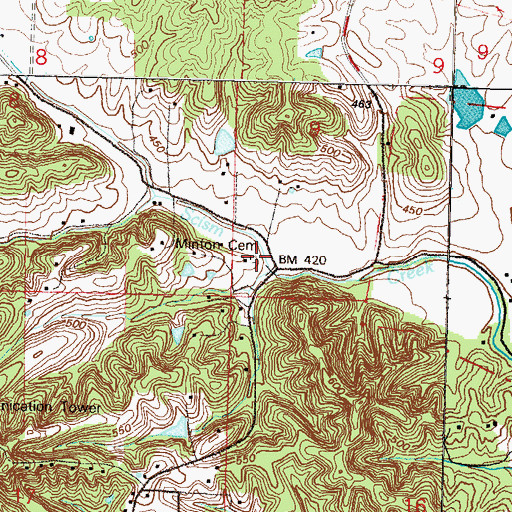 Topographic Map of Minton Cemetery, MO