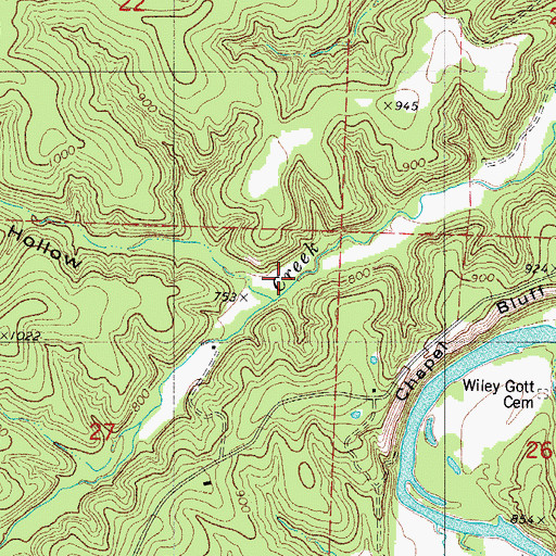 Topographic Map of Mire Hollow, MO