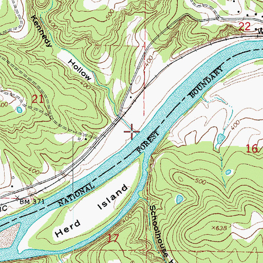 Topographic Map of Kennedy Hollow, AR