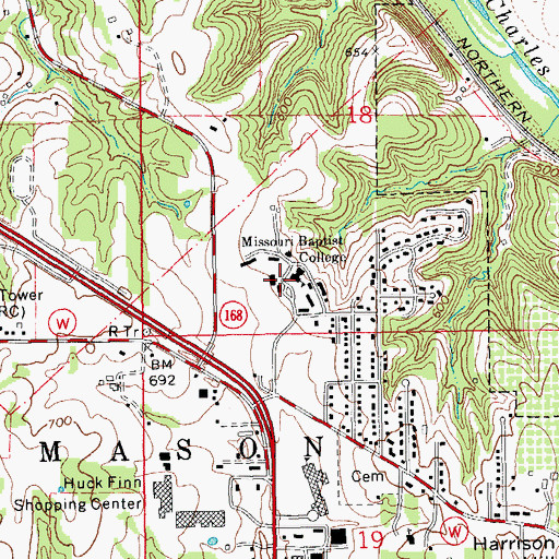Topographic Map of Hannibal-LaGrange College, MO