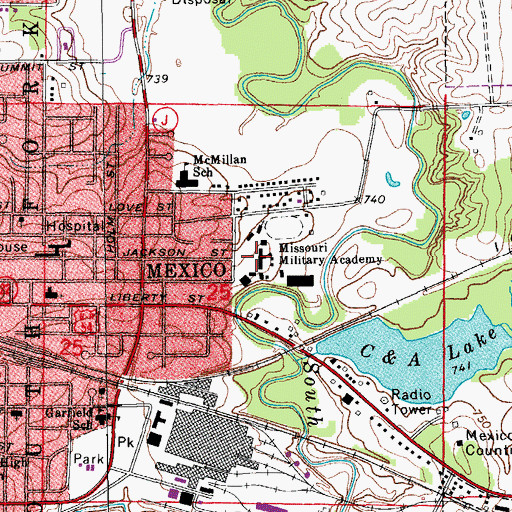 Topographic Map of Missouri Military Academy, MO